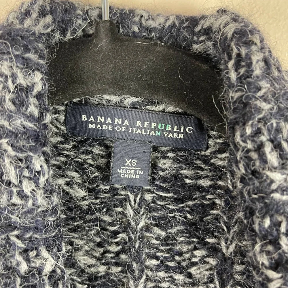 Banana Republic Womens Italian Yarn XS Sweater Vest Zip Up Blue Gray